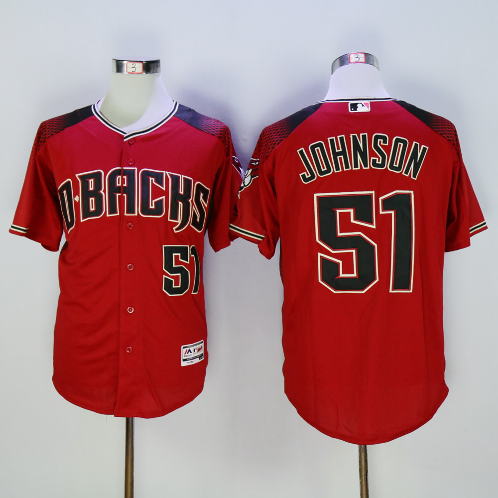 Men Arizona Diamondback #51 Johnson Red MLB Jerseys